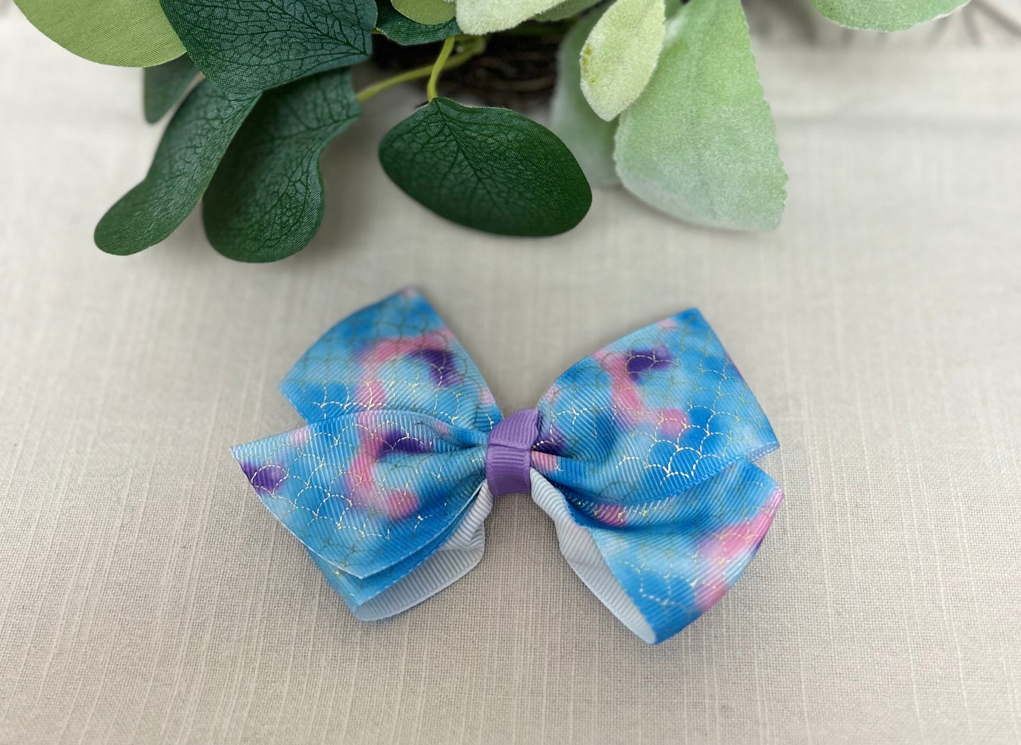 Blue Mermaid Tail Bow